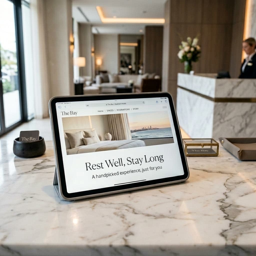 Web design interface for a hotel